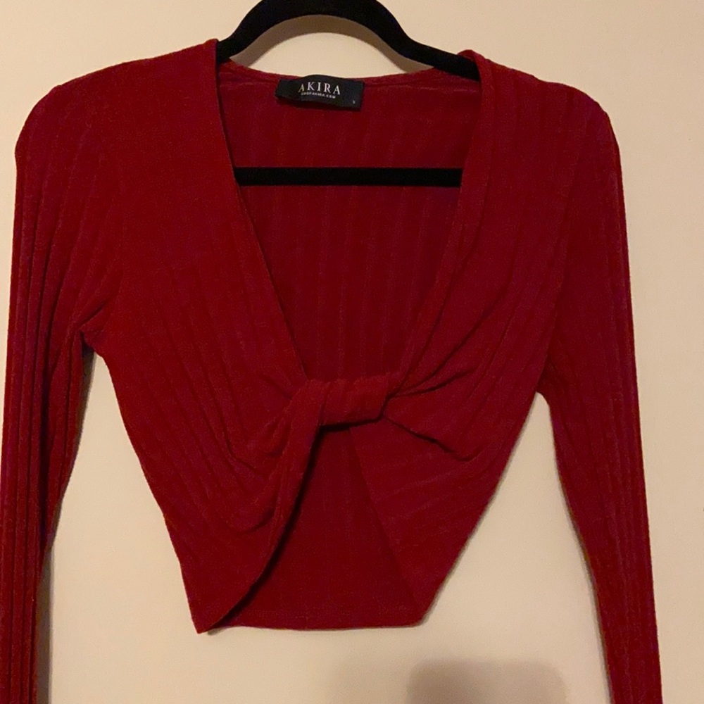 AKIRA Long Sleeve Red Top Size Sm